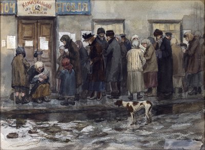 Warten auf den Erhalt eines Achtels eines Pfunds Brot von Vladimirov, Ivan Alexeyevich (1869-1947) von Ivan Alexeyevich Vladimirov