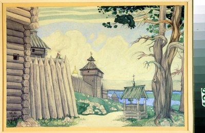 Vorbereitende Zeichnung für die Oper Prinz Igor von Alexander Borodin von Ivan Yakovlevich Bilibin