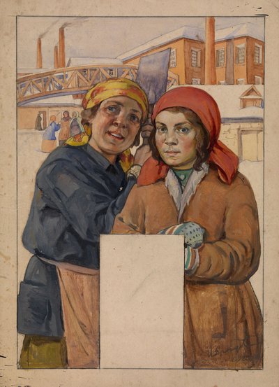 Zwei Fabrikarbeiter, 1925 von Ivan Georgievich Drozdov