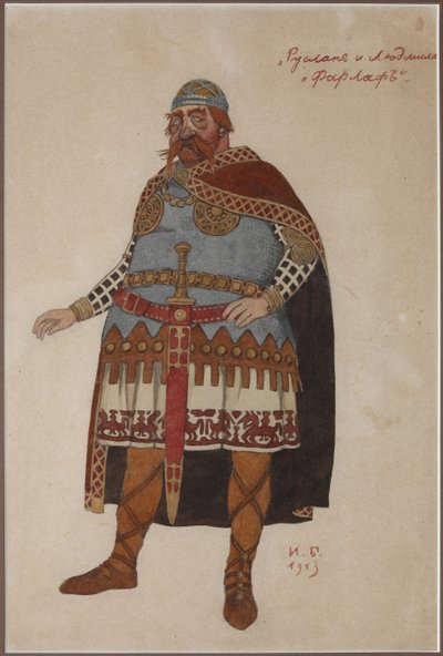 Kostümentwurf für die Oper Ruslan und Ljudmila von M. Glinka von Ivan Yakovlevich Bilibin