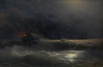 Brennendes Schiff, eine Episode des Russisch-Türkischen Krieges, 1896 von Ivan Konstantinovich Aivazovsky