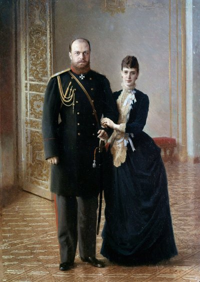 Porträt des russischen Zaren Alexander III. mit seiner Frau Maria Fedorovna von Ivan Nikolaevich Kramskoy