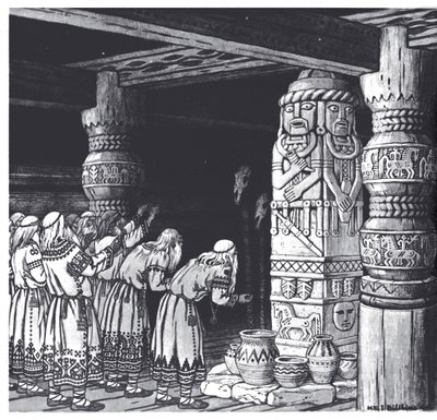 Die Anbetung des Gottes Svetovid, 1934 von Ivan Yakovlevich Bilibin