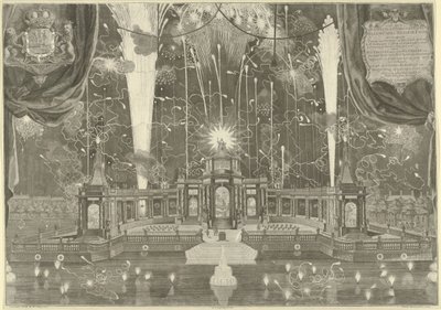 Feuerwerk in Den Haag für den Frieden von Aachen, 1749 von Iven Besoet