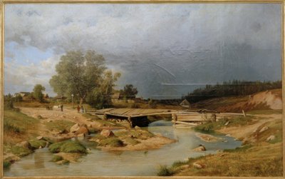 Landschaft mit Holzbrücke von Ivan Ivanovich Shishkin