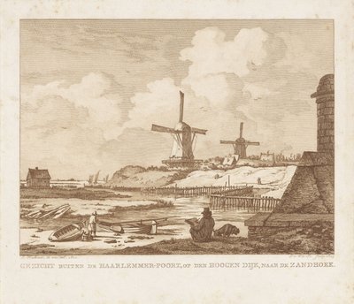 Ansicht außerhalb des Haarlemmerpoort in Amsterdam mit einem sitzenden Zeichner von Izaak Jansz. de Wit