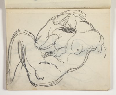 Liegende nackte Figur; möglicherweise Studie nach klassischer Skulptur von J.A. Jerichau