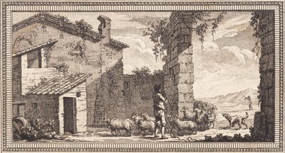 Ein Hirte mit Schafen und Ziegen von J.F. Clemens