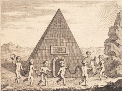 Sieben Kinder tanzen vor einer Pyramide von J.F. Clemens