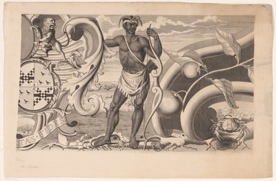 Teil des Randes einer Karte von Suriname (rechter Teil) von J.G. de la Croix