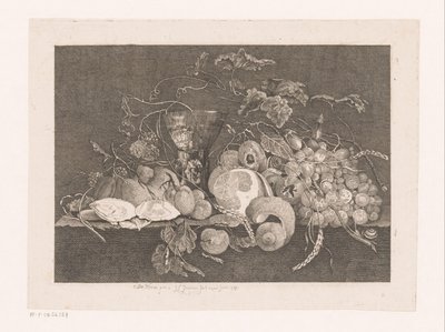 Stillleben mit Früchten und Austern Galerie der flämischen, holländischen und deutschen Maler von Le Brun (Serientitel) von J.L.L.C. Zentner