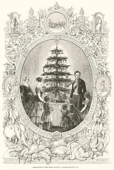 Weihnachtsbaum im Windsor Castle (Gravur) von J.L. (after) Williams