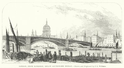 London, von Bankside, unterhalb der Southwark-Brücke (Gravur) von J.L. (after) Williams
