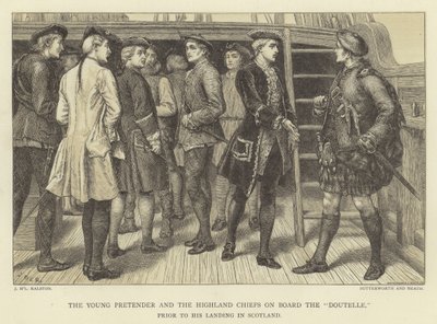 Der junge Prätendent und die Highland Chiefs an Bord der Doutelle vor seiner Landung in Schottland von J.M.L. Ralston