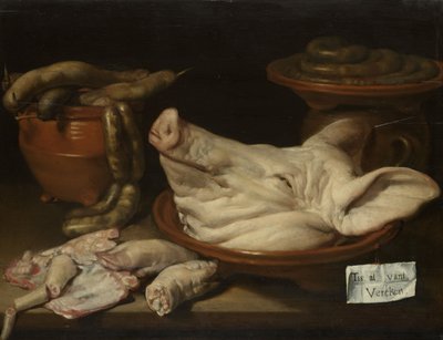 Stillleben mit Schweinskopf von JVR Monogrammist