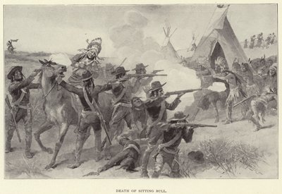 Tod von Sitting Bull (Lithografie) von J. (after) Steeple Davis
