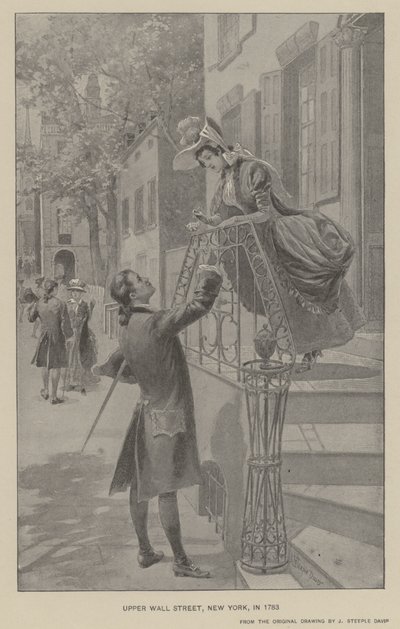 Upper Wall Street, New York, im Jahr 1783 von J. (after) Steeple Davis