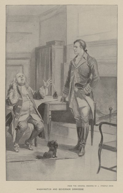 Washington und Gouverneur Dinwiddie von J. (after) Steeple Davis