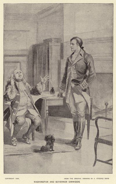 Washington und Gouverneur Dinwiddie von J. (after) Steeple Davis