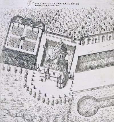 Die Einsiedelei und das Maison Blanc im Schloss Gaillon, aus 
