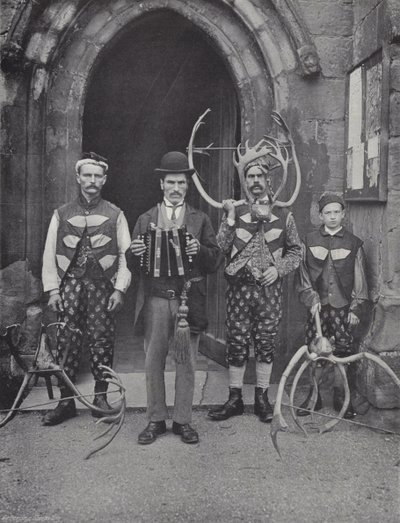Der Horntanz, Abbots Bromley, vier der Darsteller von J. Benjamin Stone