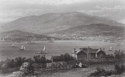 Australien: Hobart Town, Tasmanien (Gravur) von J. C. Armytage