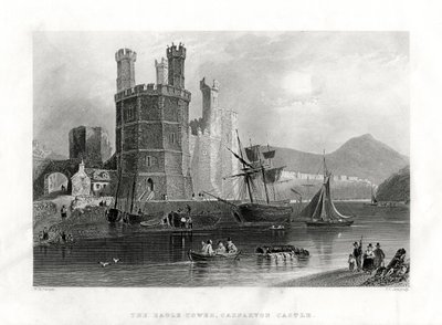 Der Adler-Turm, Carnarvon Castle, Caernarfon, Nordwales, 1860 von J. C. Armytage