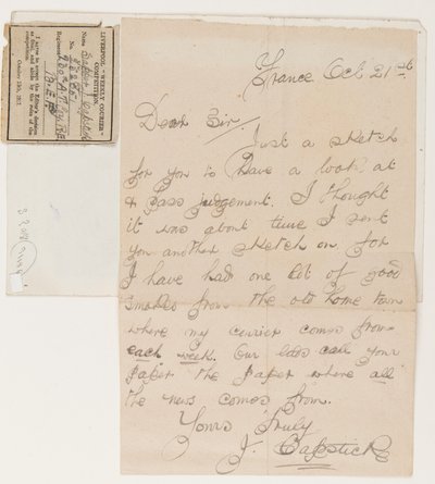 Brief an den Herausgeber des Liverpool Weekly Courier, 21. Oktober 1917 von J. Capstick