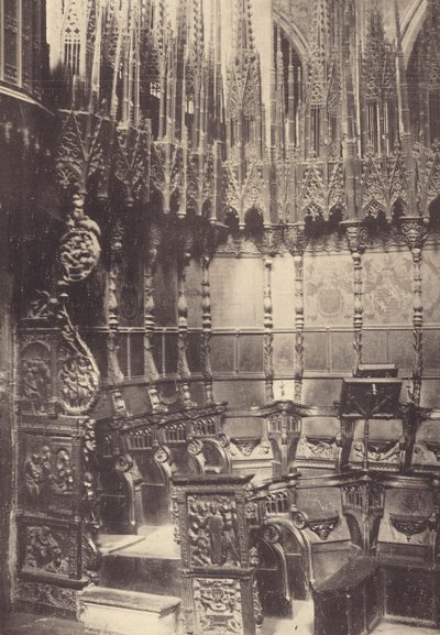 Chorstühle in der Kathedrale von Barcelona von J. Furnells