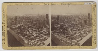 Stereographische Ansicht nach Südwesten vom Wasserturm nach dem Chicagoer Feuer von J. H. Abbott
