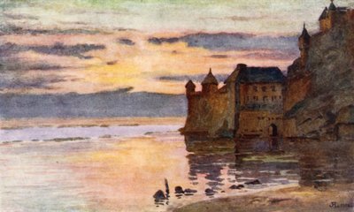 Gendarmerie, Tour Gabriel und Fluss Coesnon, Mont St Michel von J. Hardwicke Lewis
