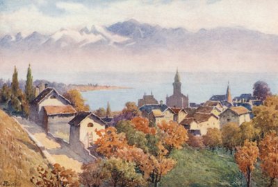 Morges und der See von der Straße nach Vufflens von J. Hardwicke Lewis