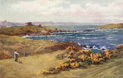 Die Golfplätze zwischen St Lunaire und St Briac, St Cast in der Ferne von J. Hardwicke Lewis