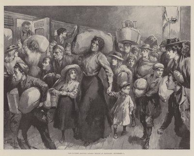 Hopfenpflücker verlassen die London Bridge um Mitternacht, 1. September von J. Macfarlane