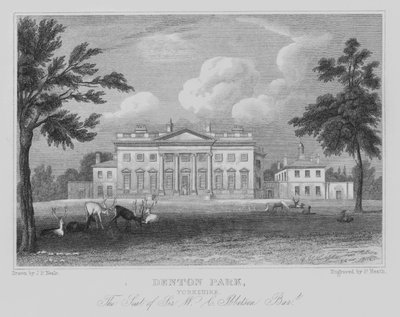 Denton Park, Yorkshire, Der Sitz von Sir W C Ibbetson, Baronet (Stich) von John Preston Neale