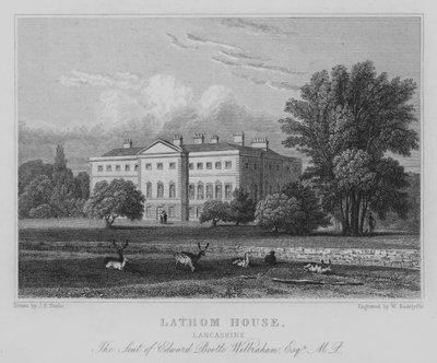 Lathom House, Lancashire, Der Sitz von Edward Boolte Wilbraham, Esquire, MP von John Preston Neale