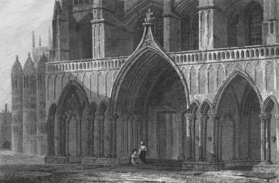 Westminster Abbey, Nordportal, mit Teil der Kapelle Heinrichs VII. von John Preston Neale