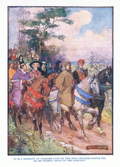 Es ist eine Gruppe von Pilgern, aus Englische Literatur, veröffentlicht von T C & EC Jack, ca. 1920 von J. R. Skelton