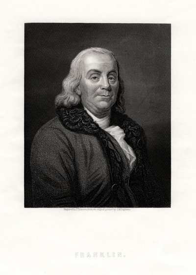 Benjamin Franklin, politische Figur und Staatsmann der Vereinigten Staaten, 19. Jahrhundert von J. Thomson