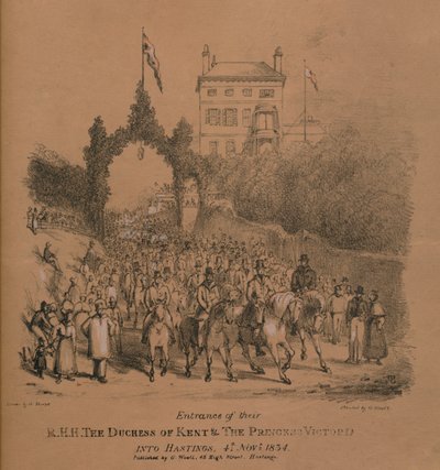 Eingang ihrer königlichen Hoheiten, die Herzogin von Kent und Prinzessin Victoria in Hastings von J. Thorpe