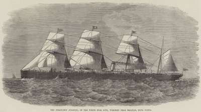 Das Dampfschiff Atlantic der White Star Line, vor Halifax, Nova Scotia, gestrandet von J. Wells