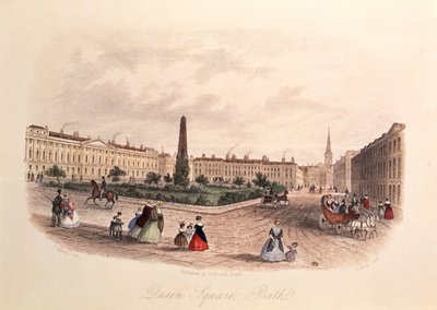 Queen Square, Bath, graviert von J. Shury, ca. 1840 von J. after Appleby