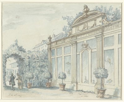 Ansicht in einem französischen Garten mit Herr und Dame von J. de Marsy