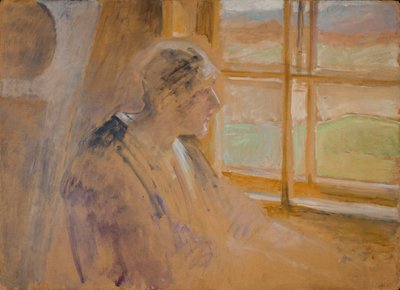 Skizze einer weiblichen Figur im Fenster von Jacek Malczewski