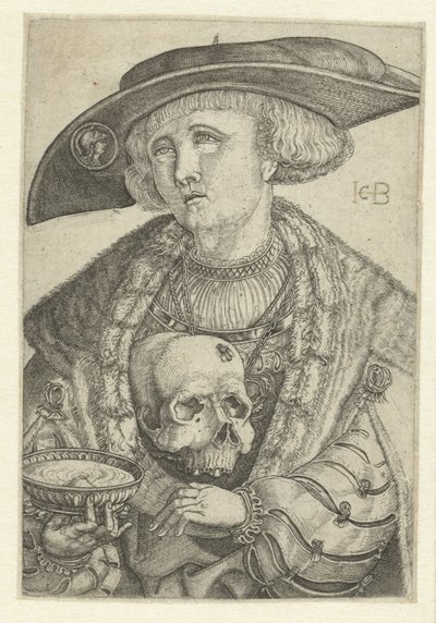 Selbstporträt mit Schädel und Schale von Jacob Binck