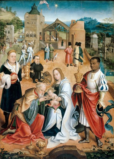 Die Anbetung der Könige (Zentralpanel des Triptychons) von Jacob Claesz. von Utrecht