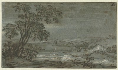Hügelige Landschaft mit Flussbiegung von Jacob Colijn