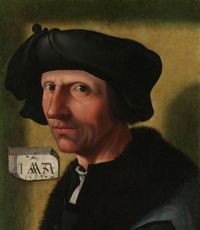 Porträt von Jacob Cornelisz van Oostsanen (ca. 1472/77-1528/33) von Jacob Cornelisz van Oostsanen (workshop of)