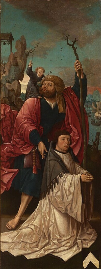 Der heilige Christophorus mit Stifter Canon Dirk Willemsz van Rietwijk von Jacob Cornelisz van Oostsanen