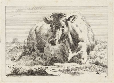 Liegende Kuh (Sechs Drucke nach Zeichnungen verschiedener Meister) von Jacob Elias van Varelen